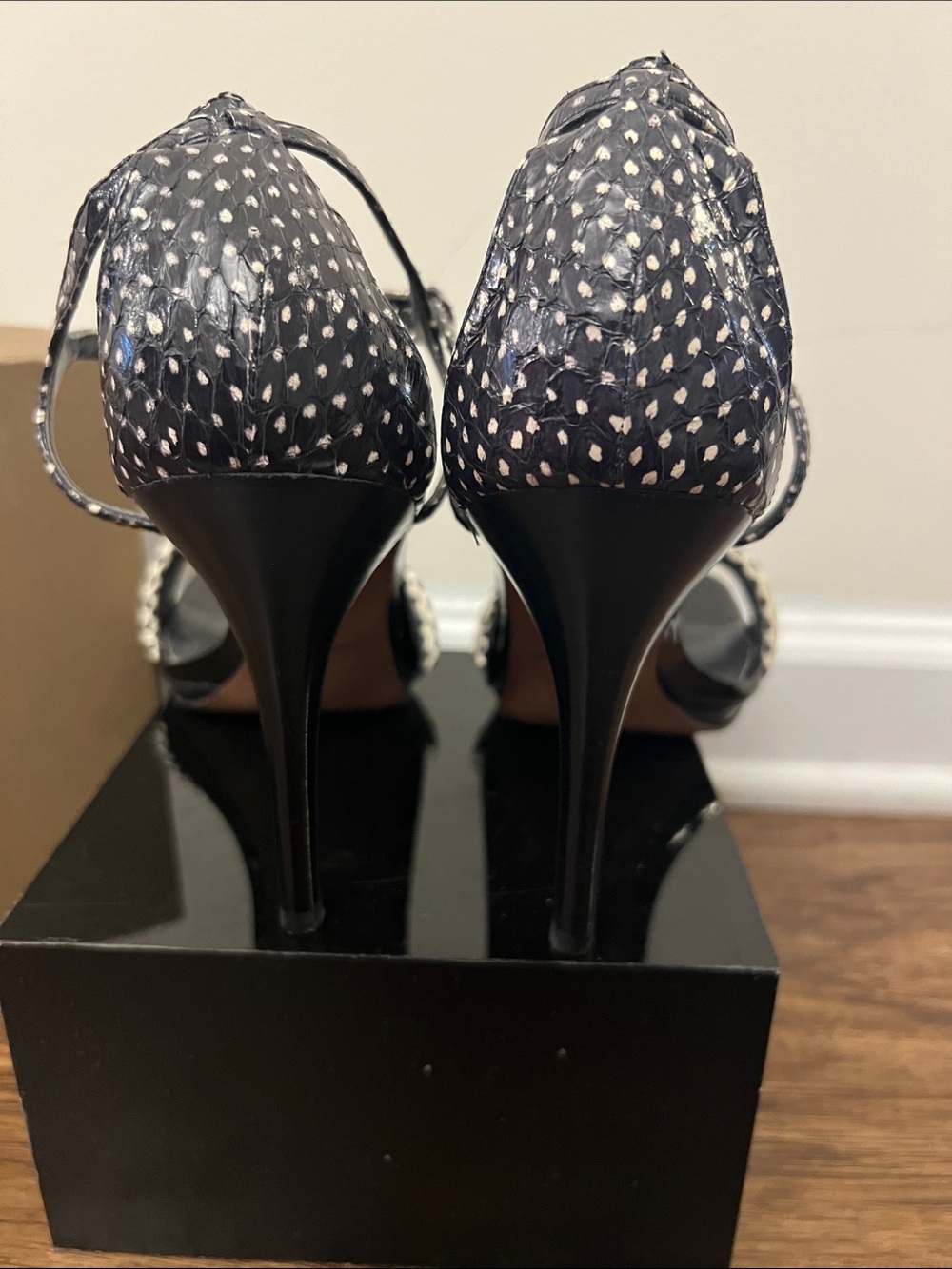 Donald J. Pliner Black & White Dot Ankle-Strap Sandals - Picture 7 of 9